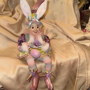 Cynthia Rowley Pink and Purple Bunny-Eared Easter Doll